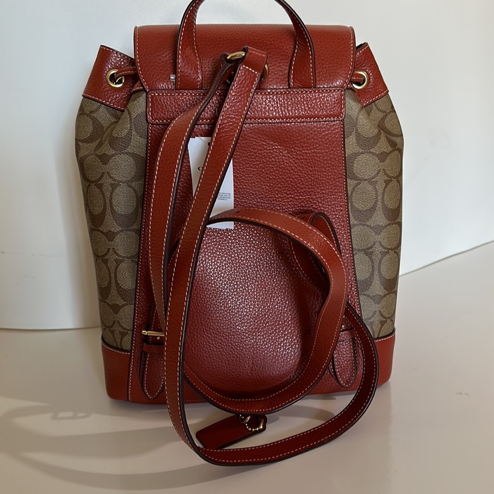 NWT COACH Snoopy PEANUT DEMPSEY Drawstring Backpack Signature Canvas wallet Set - Picture 8 of 14